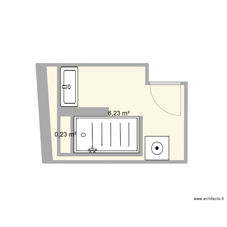 sdb v1. Plan de 2 pièces et 6 m2