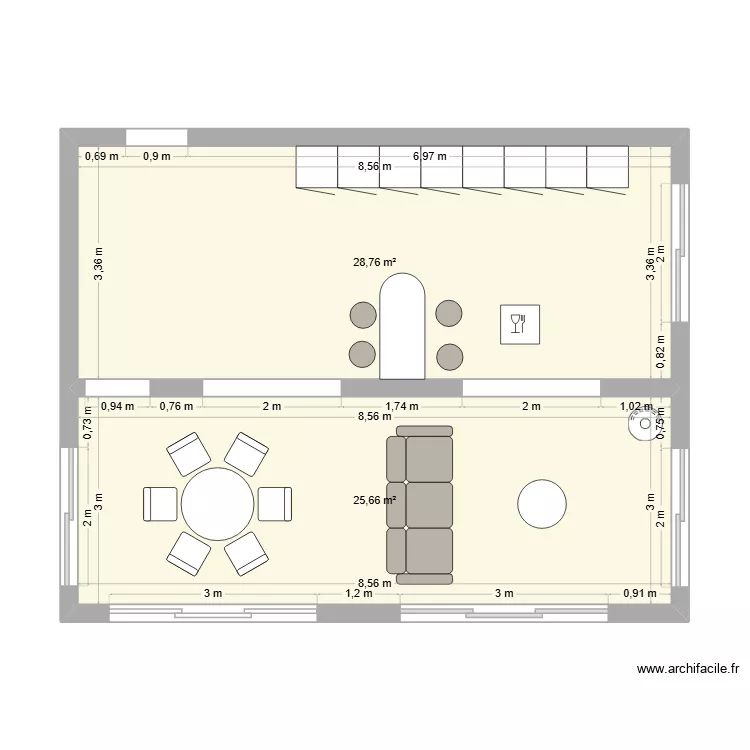 ss gaure bis. Plan de 2 Pièces et 54 m²