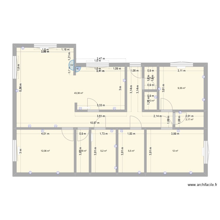 GRIGNY. Plan de 10 pièces et 95 m2