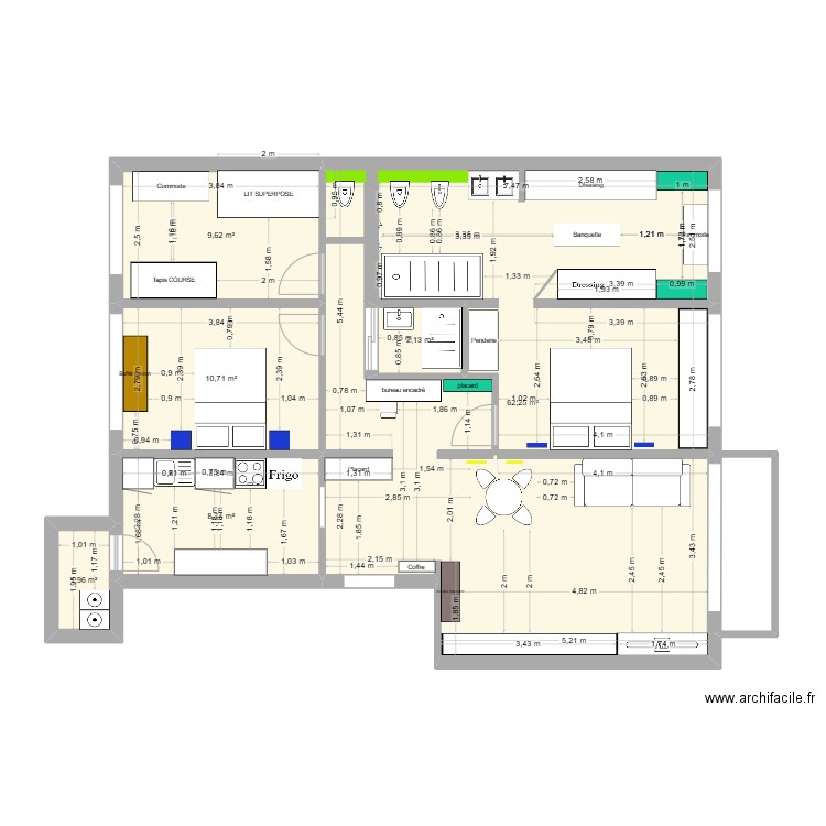 Plan Haute V2. Plan de 7 pièces et 95 m2