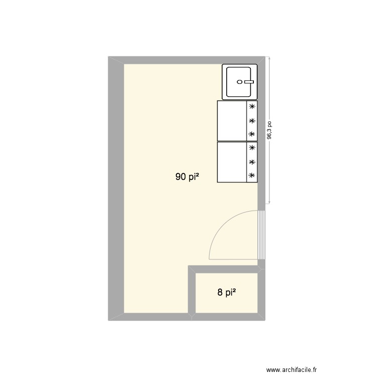 Salle lavage. Plan de 2 pièces et 9 m2