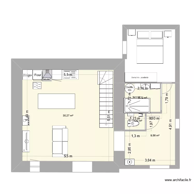 3 bm. Plan de 4  et 45 m²