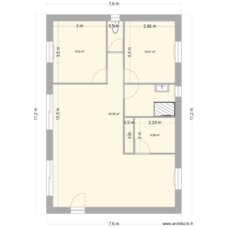 GrandRieu2. Plan de 5 pièces et 99 m2