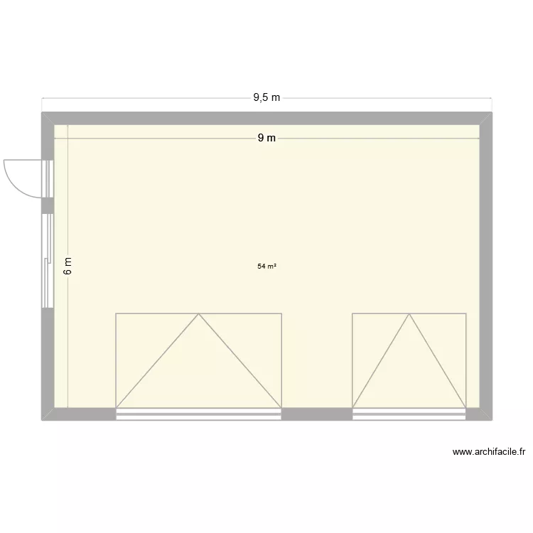 Garage 3 open. Plan de 1  et 54 m²