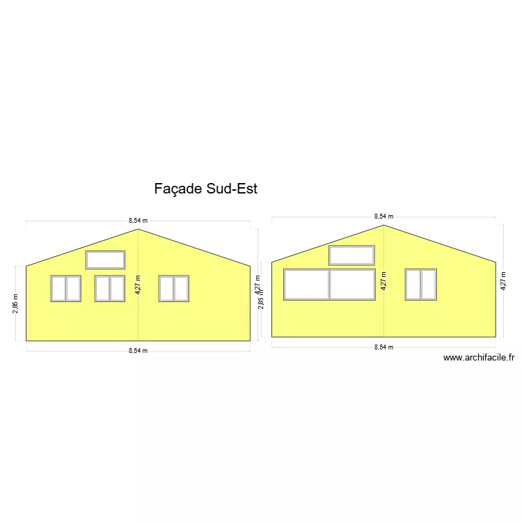 Façade Sud-Est. Plan de Façade Sud-Est. Plan de