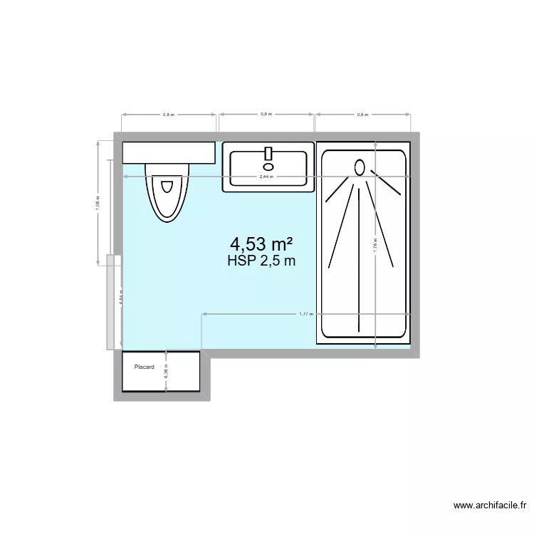 GOFFIN. Plan de 1 pièce et 5 m²
