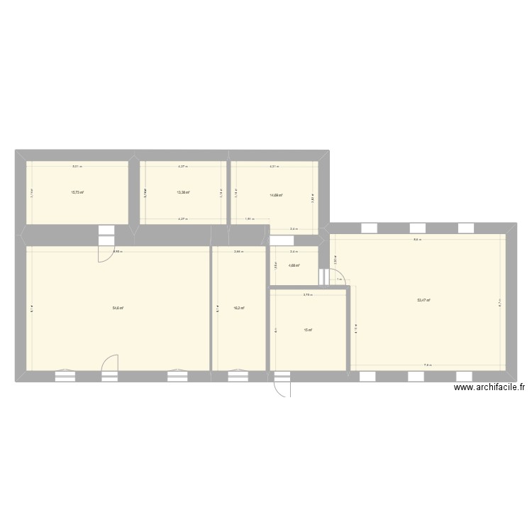 bas 2. Plan de 8 pièces et 188 m2