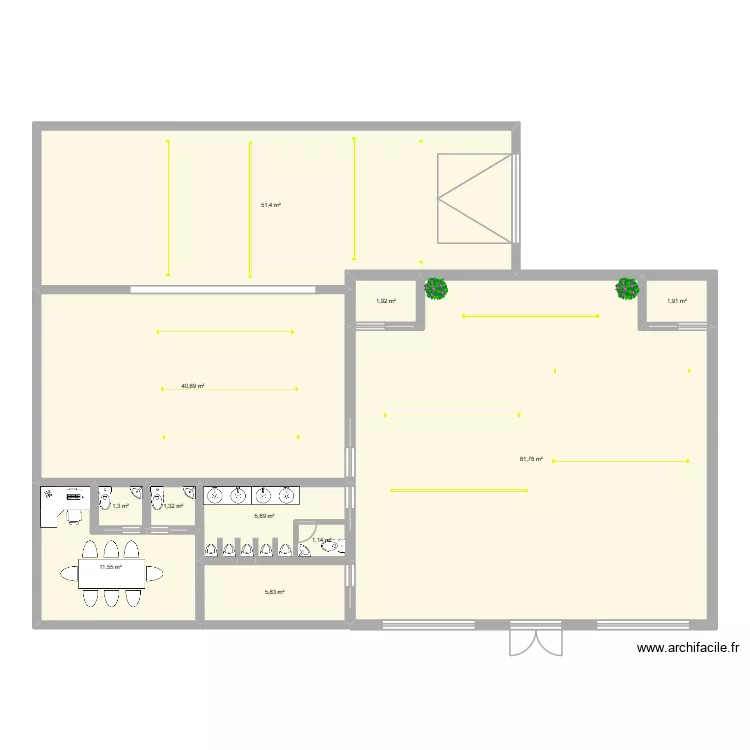 wayans magasin. Plan de 11  et 205 m²