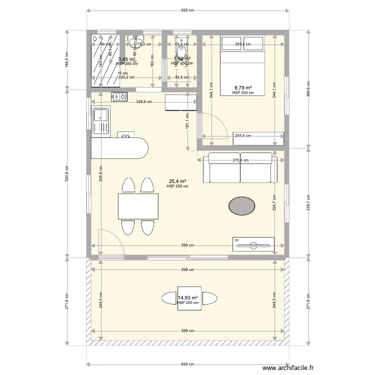Regis sud 3. Plan de 5  et 54 m²