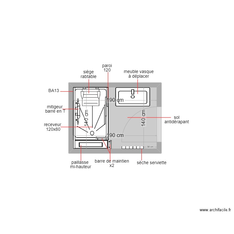 lakrichi. Plan de 1 pièce et 3 m2