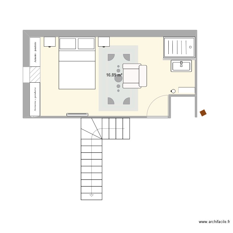 Cambre parentale grange. Plan de 1 pièce et 17 m2