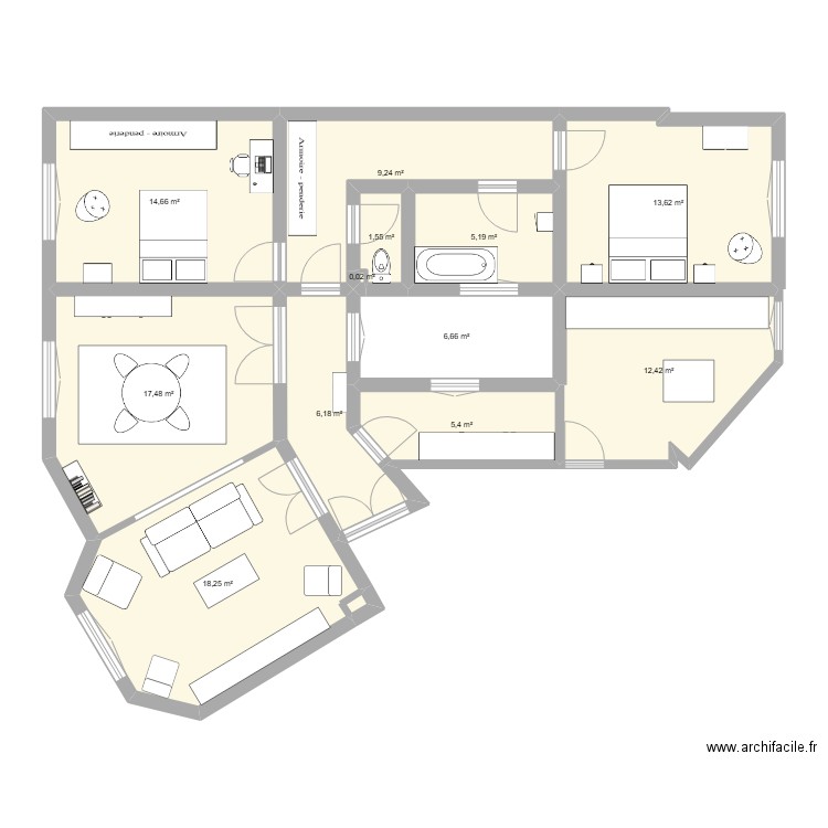 152. Plan de 12 pièces et 111 m2