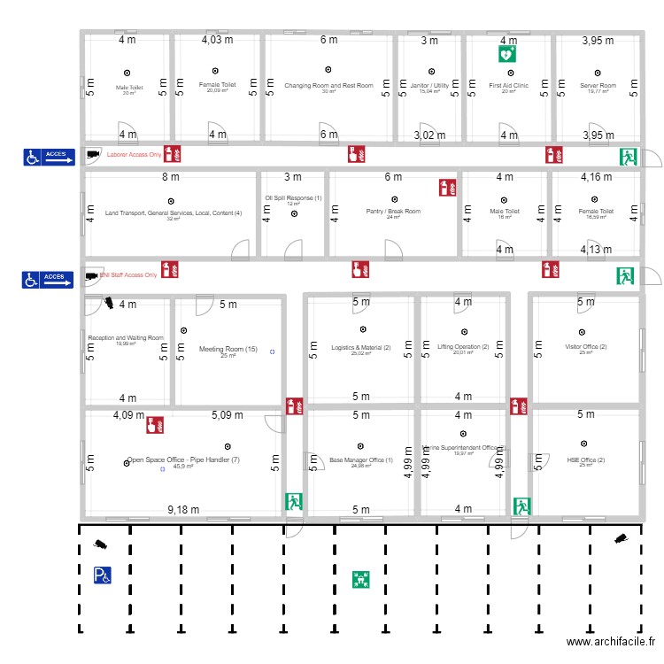 ENI Private Office rev.2. Plan de 22 pièces et 538 m2