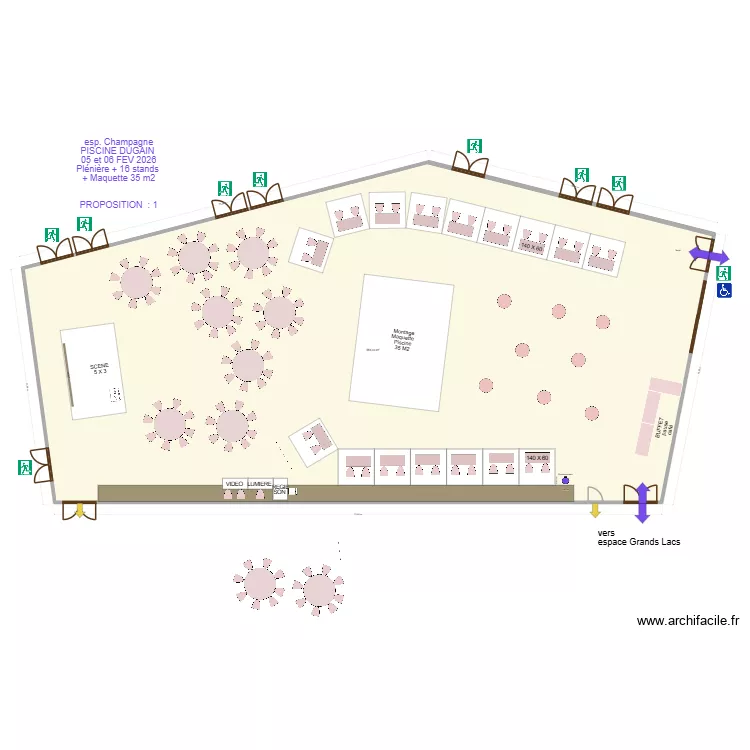 espace champagne PISCINE DUGAIN 05 et 06 FEV 2026 PROP 5 gala. Plan de 1 et 584 m² espace champagne PISCINE DUGAIN 05 et 06 FEV 2026 PROP 5 gala. Plan de 1 et 584 m²