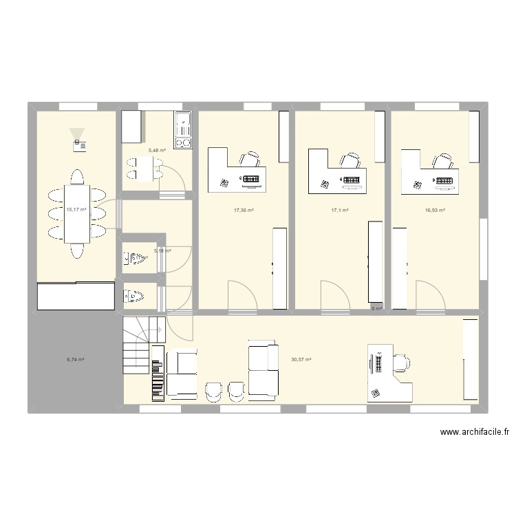 etage. Plan de 10 pièces et 116 m2