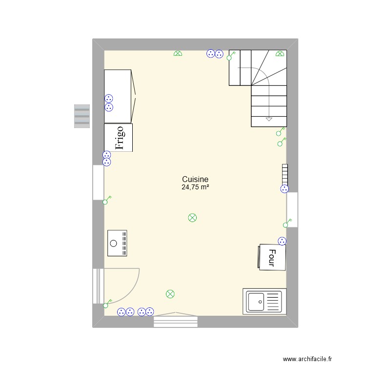 durand loye. Plan de 1 pièce et 25 m2