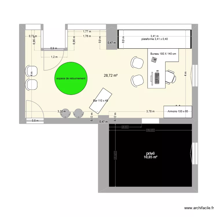 taxi noel. Plan de 2  et 40 m²