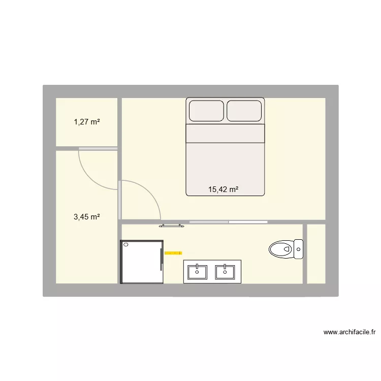 &eacute;tage. Plan de 3 Pièces et 20 m²