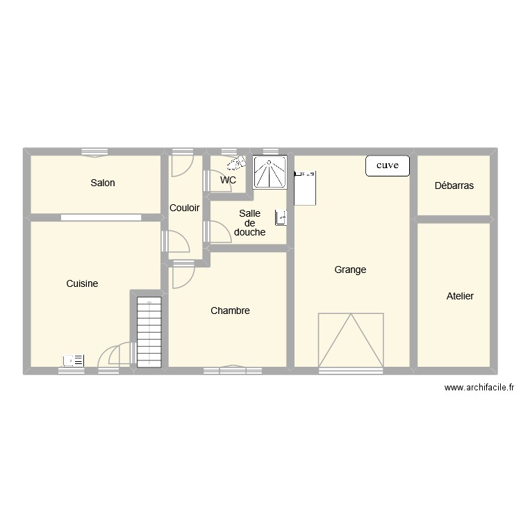 aussudre rdc. Plan de 10 pièces et 122 m2