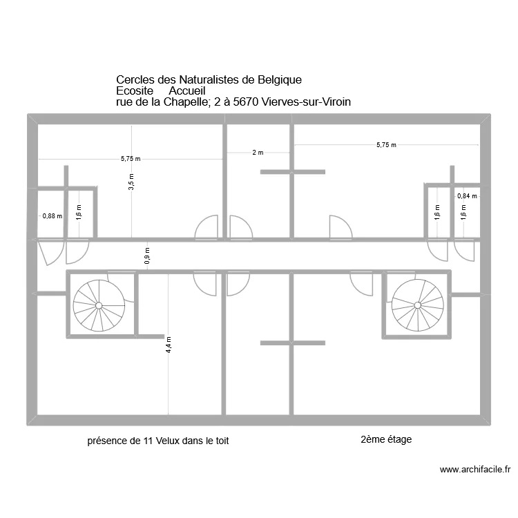 Ecosite accueil 2&egrave;me &eacute;tage cot&eacute;. Plan de 13 Pièces et 118 m²