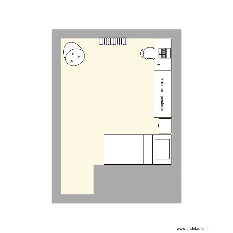 chbre3. Plan de 2 pièces et 14 m2