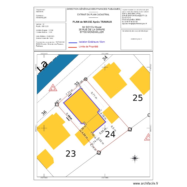 SOYCU MURAT PLAN MASSE Après TRAVAUX Isolation. Plan de 0 pièce et 0 m2