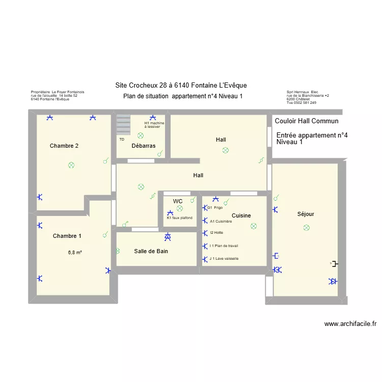 appartement 4. Plan de 8  et 46 m²