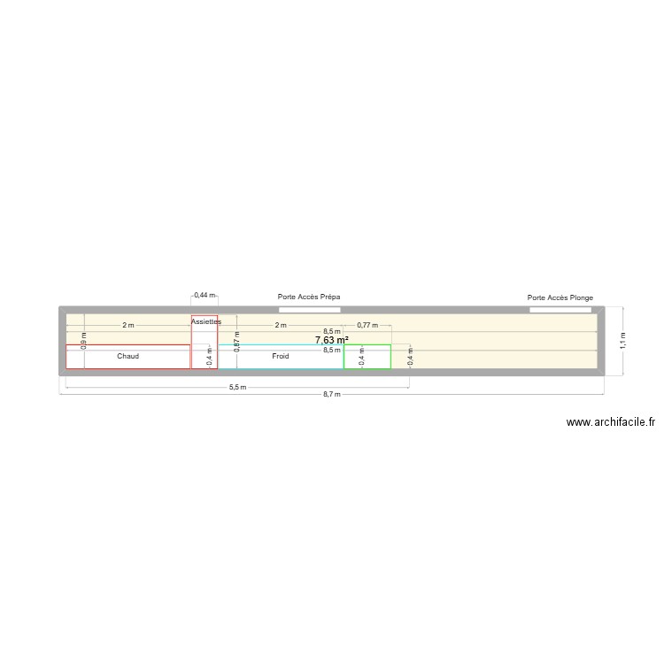 SELF CLAIRA. Plan de 1 pièce et 8 m2