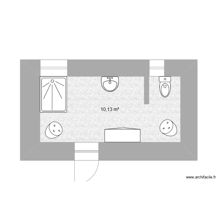 Salle d'eau maison Brigitte. Plan de 1 Pièce et 10 m² Salle d'eau maison Brigitte. Plan de 1 Pièce et 10 m²