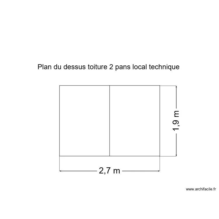 Plan du dessus toiture 2 pans local technique. Plan de Plan du dessus toiture 2 pans local technique. Plan de