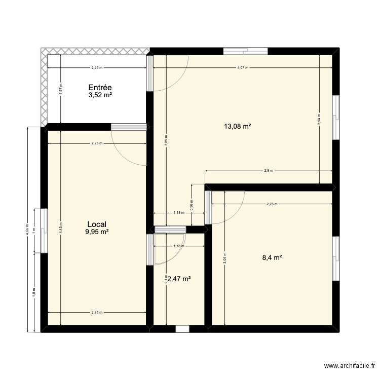 Itzer2. Plan de 5 pièces et 37 m2