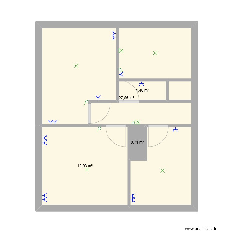 ETAGE. Plan de 4 pièces et 41 m2