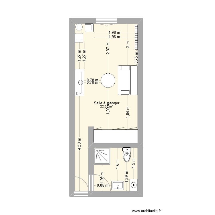 VSL V2. Plan de 1 pièce et 23 m2