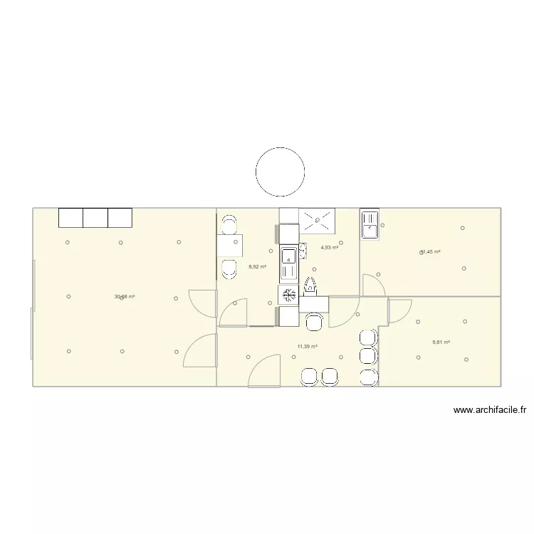 cabinet integration sensorielle. Plan de 6  et 77 m²