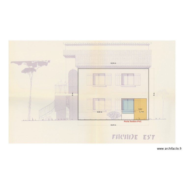 PORTE_FENETRE DP. Plan de 1 pièce et 48 m2