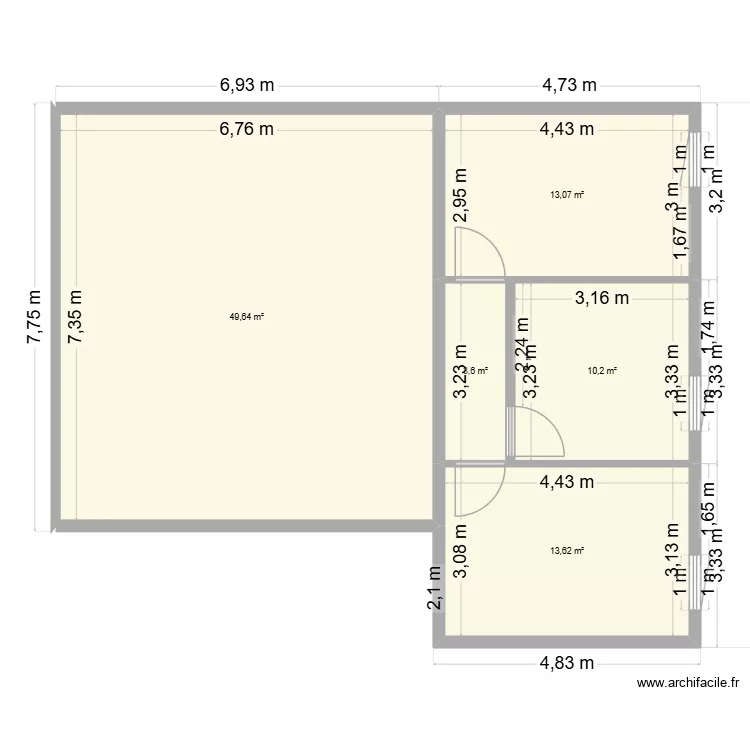 eau blanche 2026 avec cote 1. Plan de 10  et 180 m²