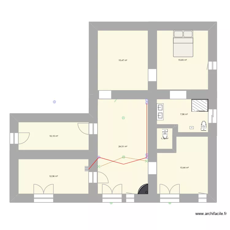 Karterides elec. Plan de 8 Pièces et 101 m²