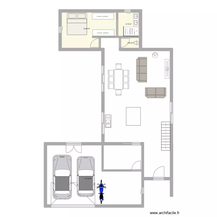 Projet gge sud. Plan de 4 Pièces et 59 m²