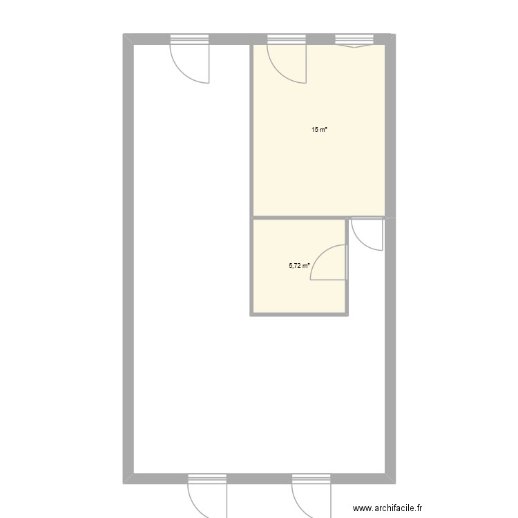 19-Dollet. Plan de 2 pièces et 21 m2