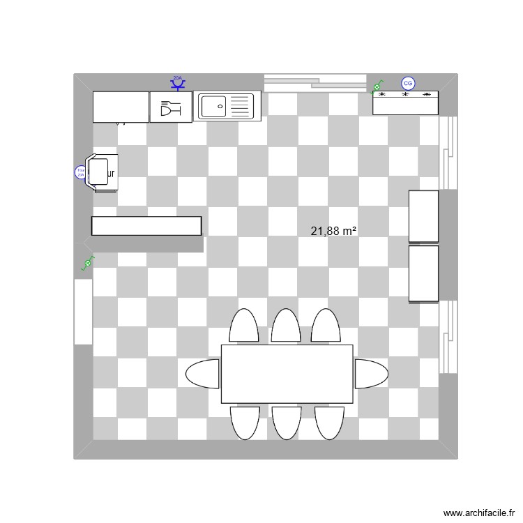cuisine. Plan de 0 pièce et 0 m2
