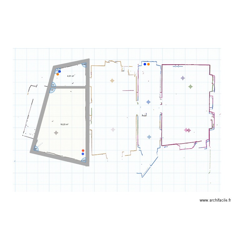 rdp. Plan de 2 pièces et 22 m2
