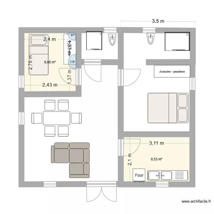 maison yota 2026. Plan de 2  et 13 m²