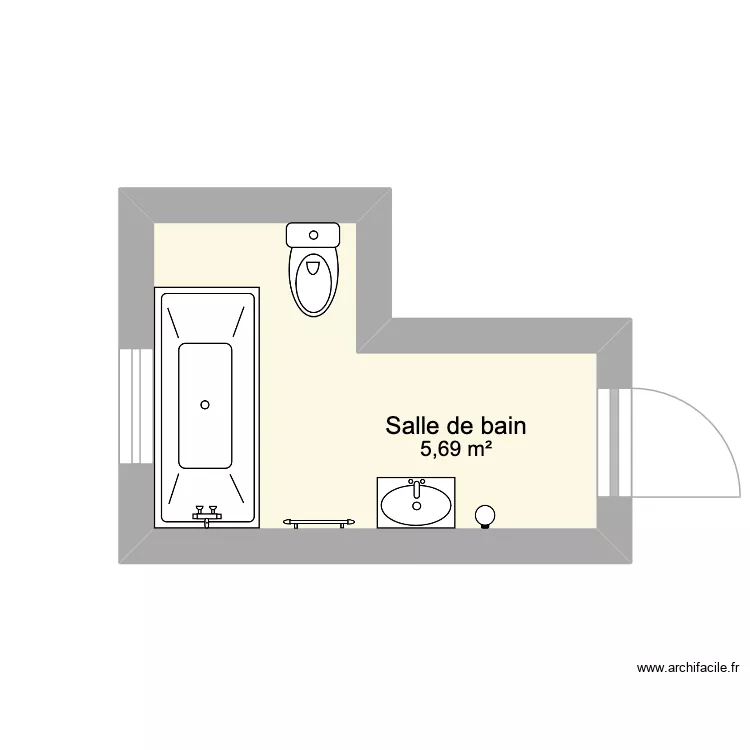 salle de bain. Plan de 1 et 6 m² salle de bain. Plan de 1 et 6 m²