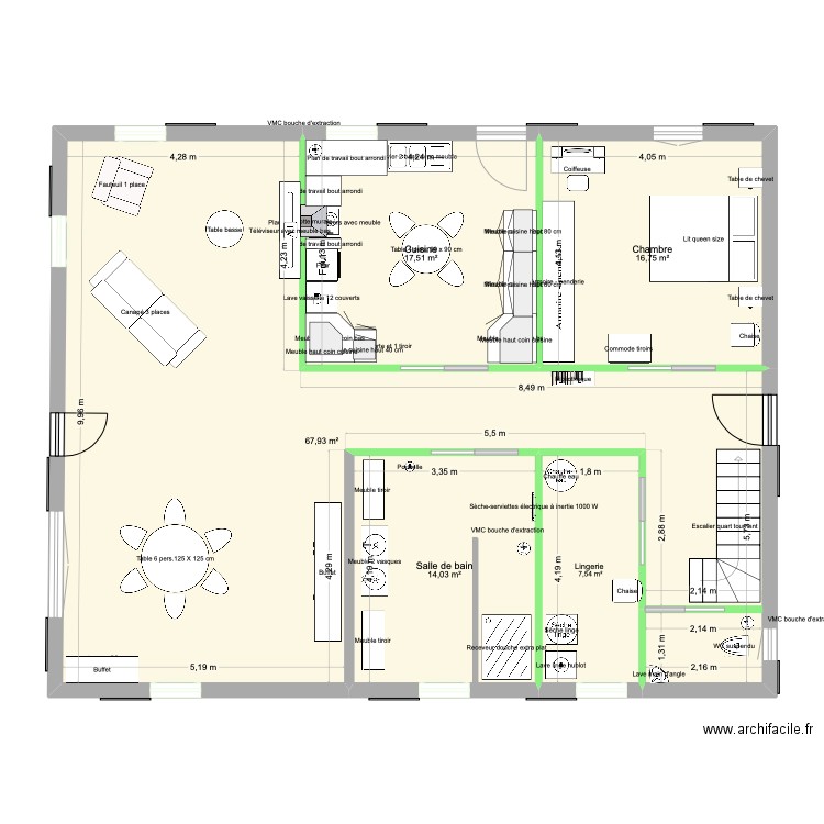Baylet 3. Plan de 5 pièces et 124 m2
