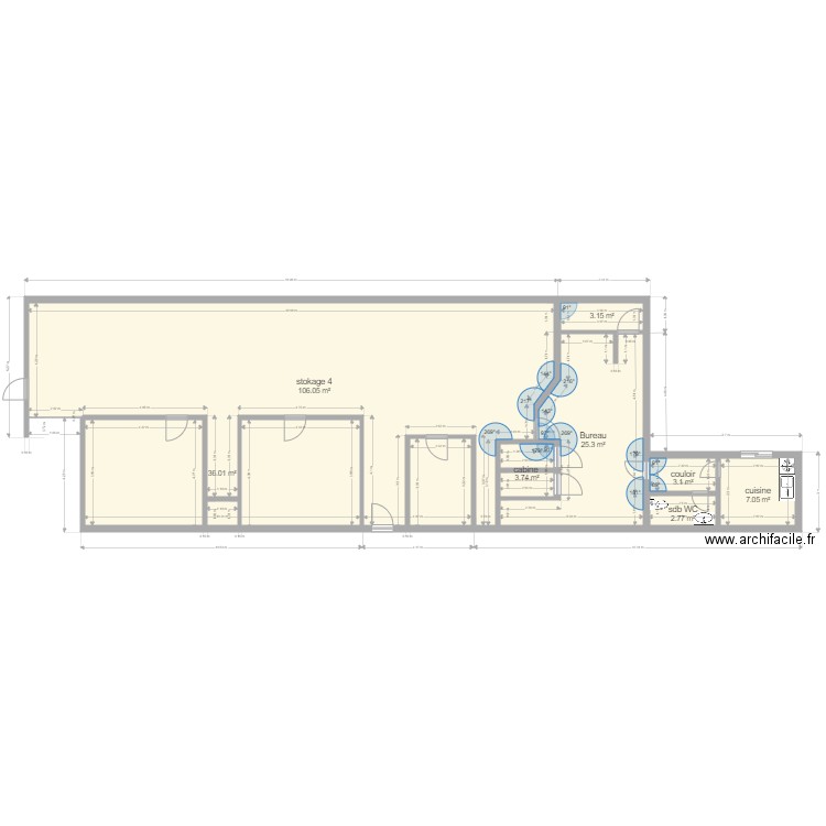 costumerie 3a. Plan de 8 pièces et 187 m2