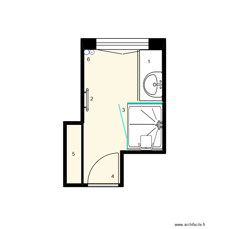 Adaptation Foucre Nouans les Fontaines. Plan de 2 pièces et 5 m2