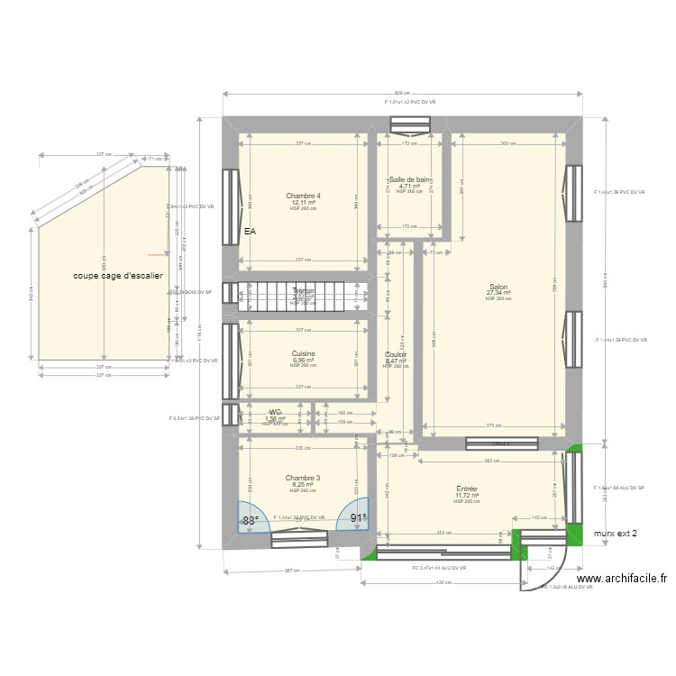 ML23020223. Plan de 15 pièces et 165 m2