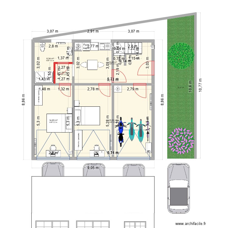 frerot amenagement. Plan de 17 pièces et 208 m2