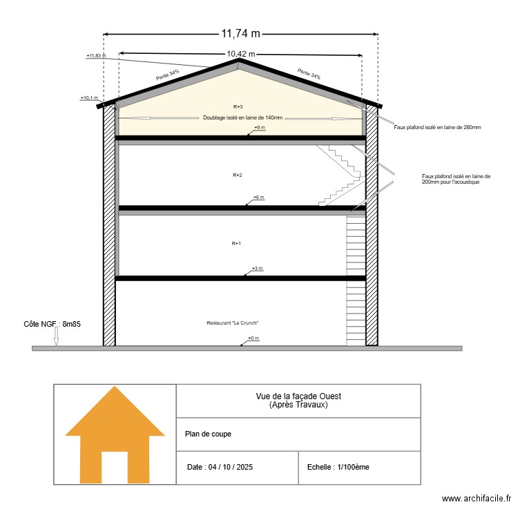 Plan de coupe Burgard après réno. Plan de 4 pièces et 323 m2