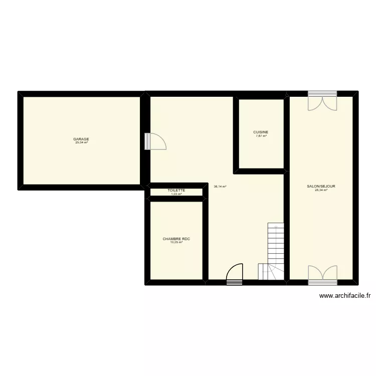 maison 180 m2. Plan de 6  et 108 m²